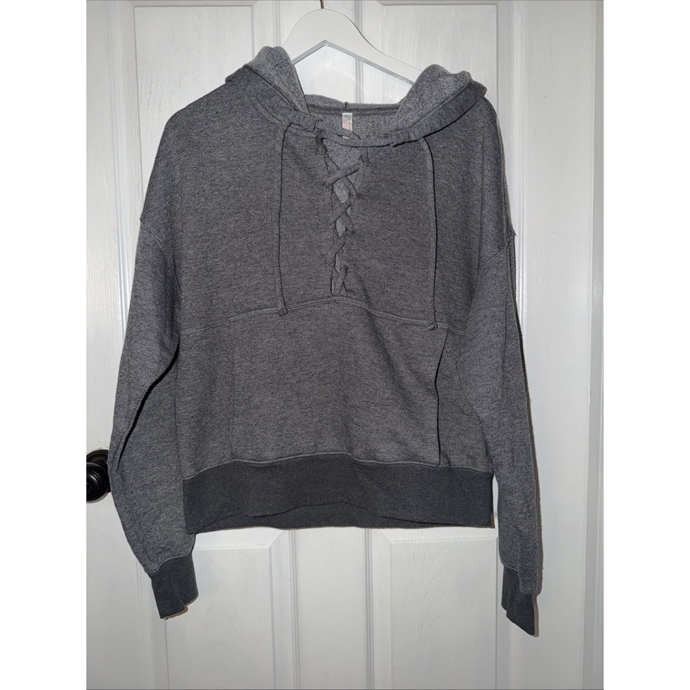 NEW Free People Movement Atticus Lace Up Hoodie Dark Grey Size S Sweatshirt